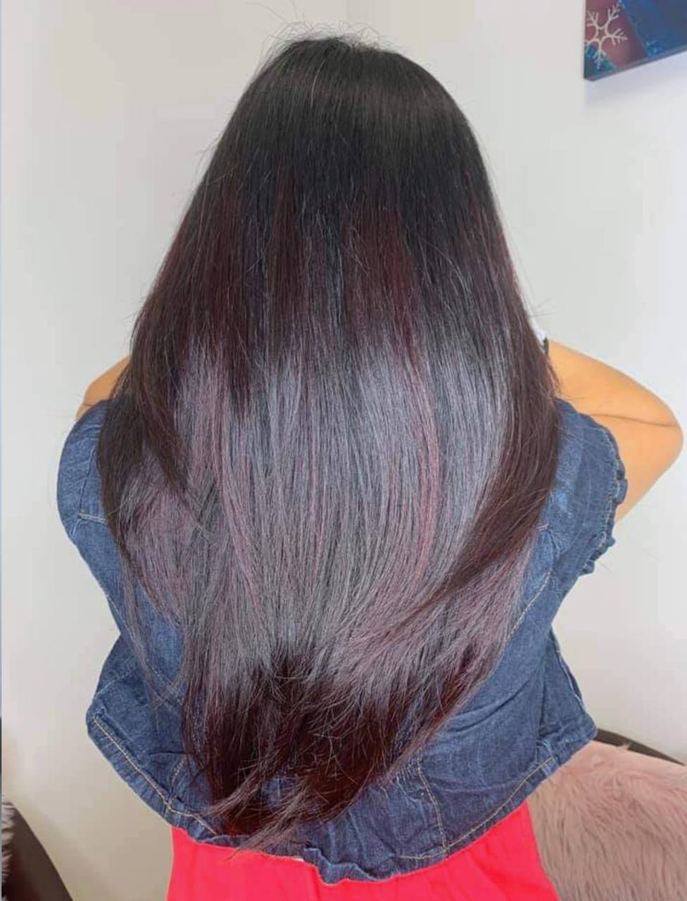 Dark hair with rose highlights by Ivy Pham